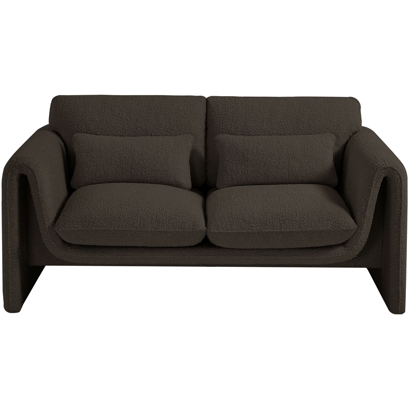 Meridian Furniture Stylus Brown Boucle Fabric Loveseat