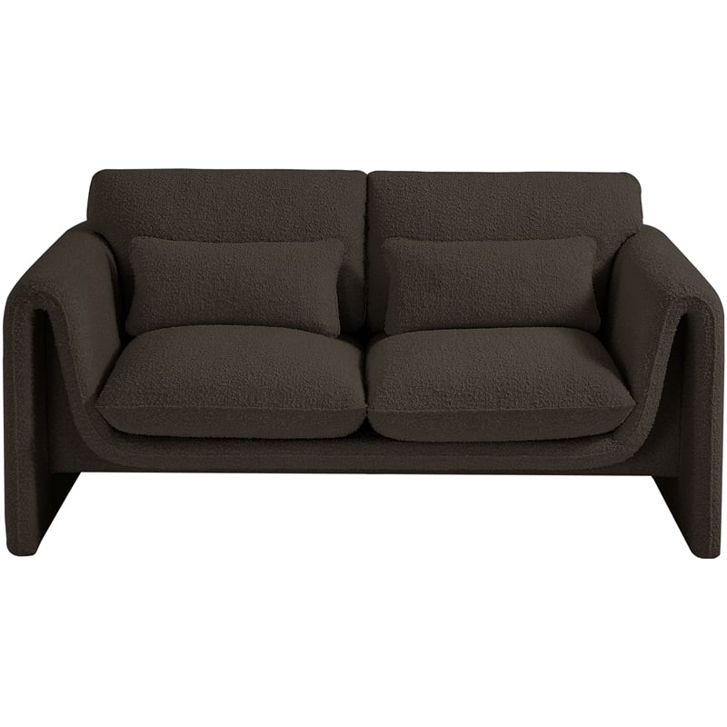 Meridian Furniture Stylus Brown Boucle Fabric Loveseat