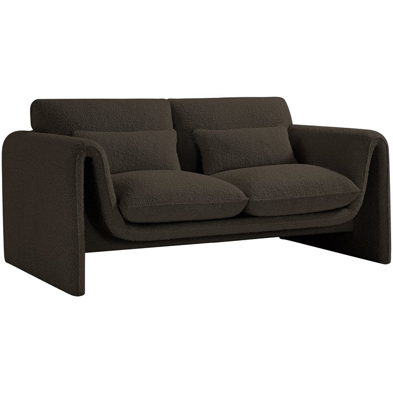 Meridian Furniture Stylus Brown Boucle Fabric Loveseat