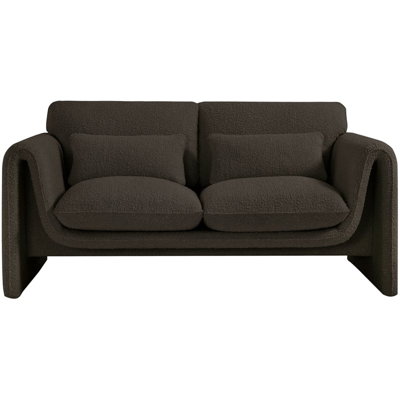 Meridian Furniture Stylus Brown Boucle Fabric Loveseat
