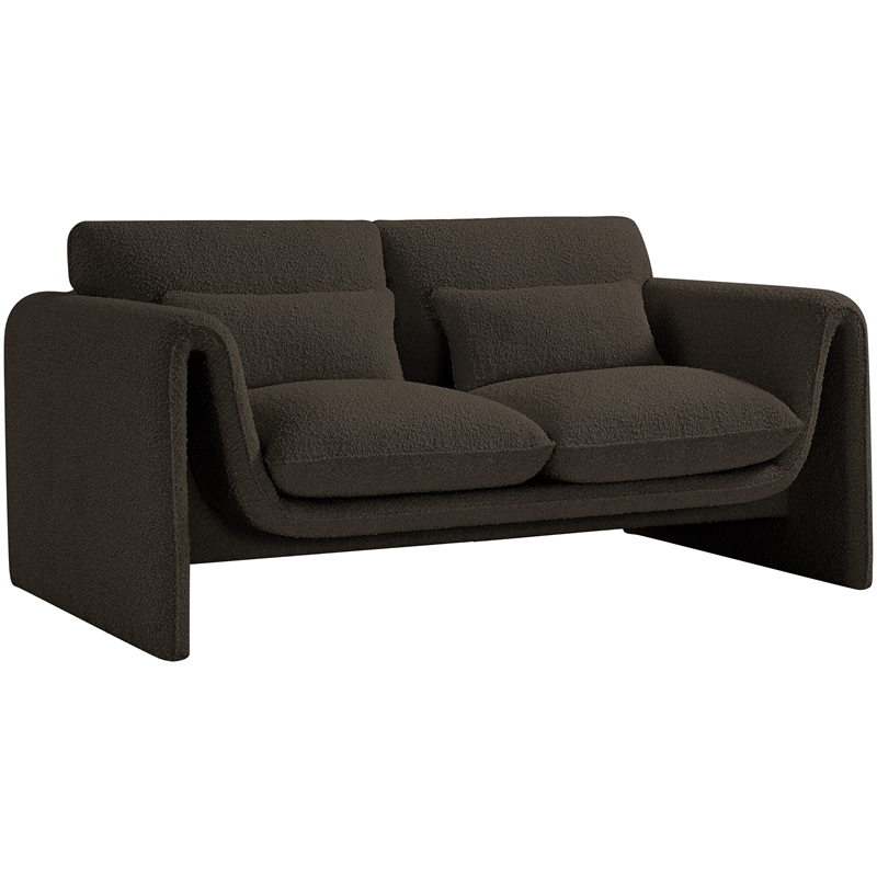 Meridian Furniture Stylus Brown Boucle Fabric Loveseat