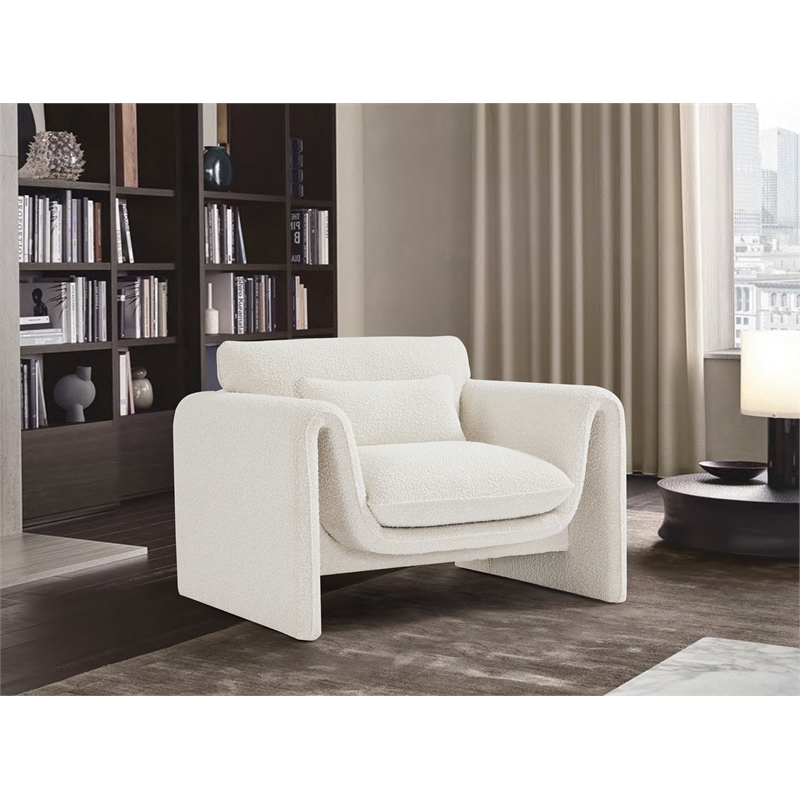 Meridian Furniture Stylus Cream Boucle Fabric Chair