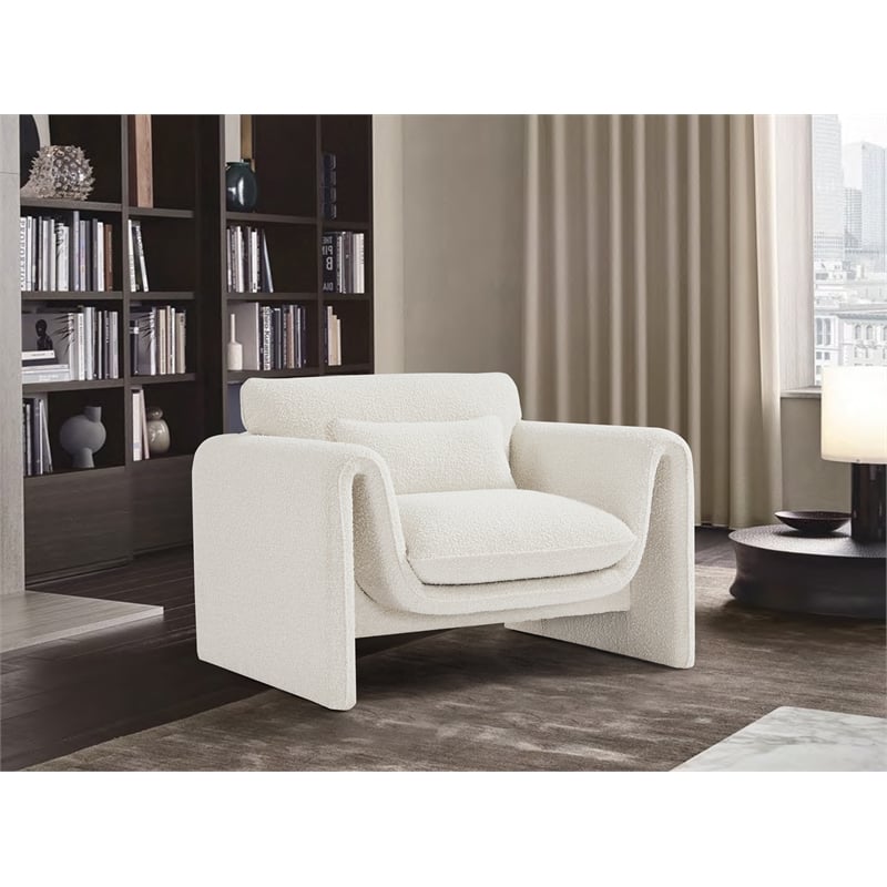 Meridian Furniture Stylus Cream Boucle Fabric Chair