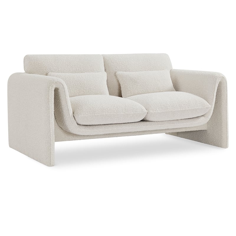 Meridian Furniture Stylus Cream Boucle Fabric Loveseat