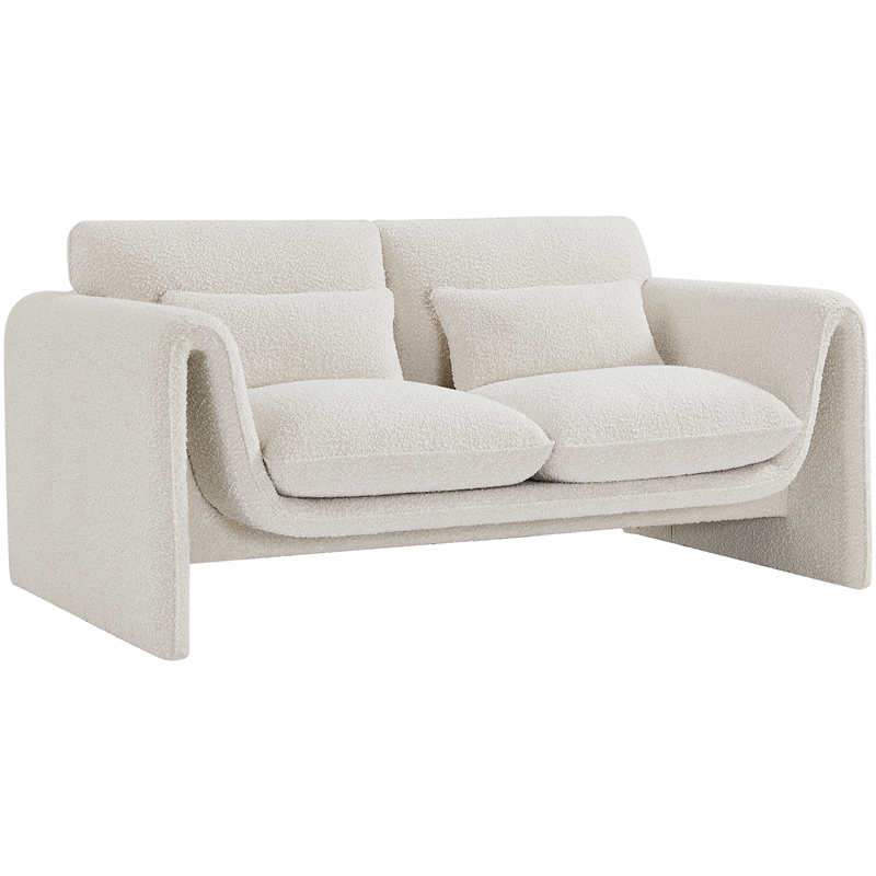 Meridian Furniture Stylus Cream Boucle Fabric Loveseat