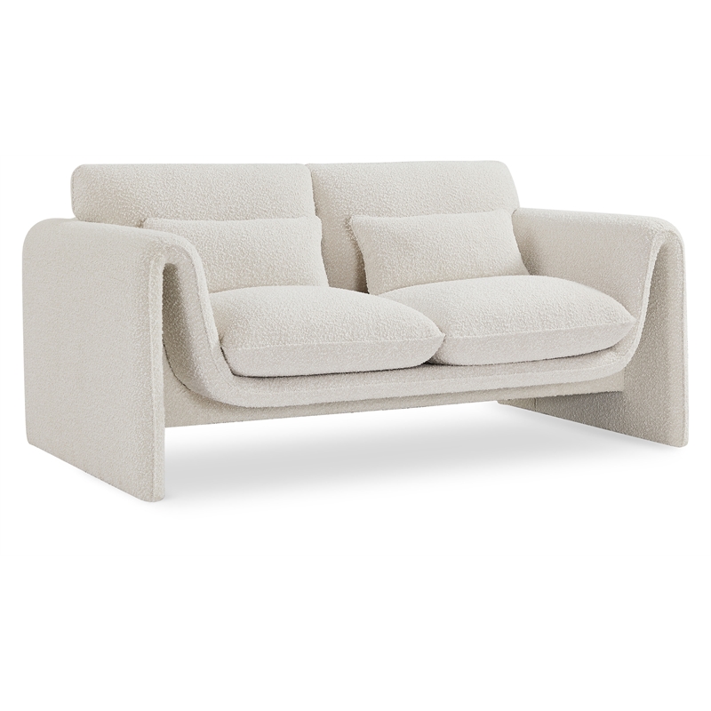Meridian Furniture Stylus Cream Boucle Fabric Loveseat