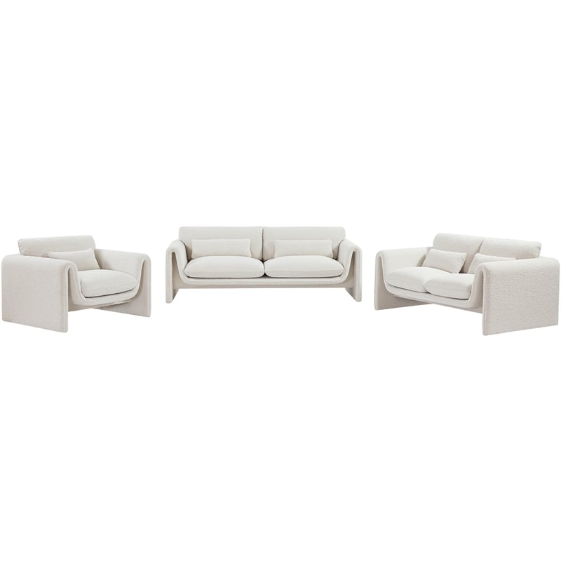 Meridian Furniture Stylus Cream Boucle Fabric Loveseat