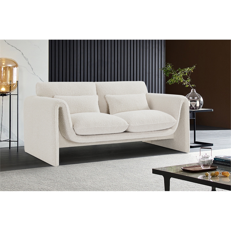 Meridian Furniture Stylus Cream Boucle Fabric Loveseat