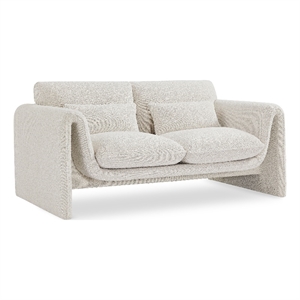 Meridian Furniture Stylus Cream Boucle Fabric Loveseat