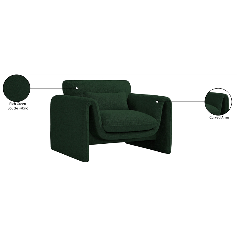 Meridian Furniture Stylus Green Boucle Fabric Chair