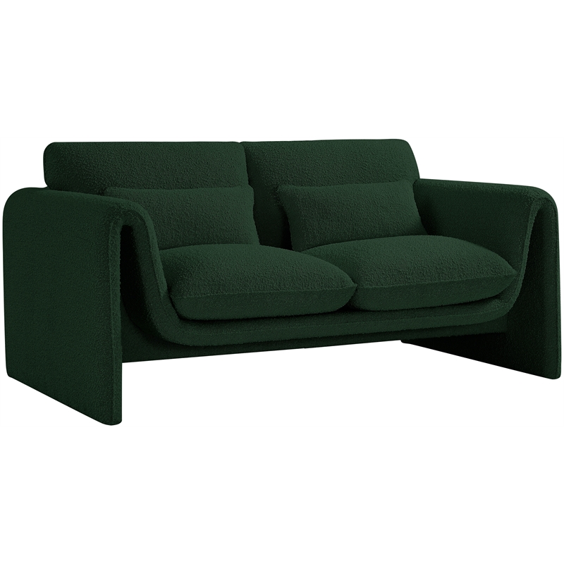 Meridian Furniture Stylus Green Boucle Fabric Loveseat