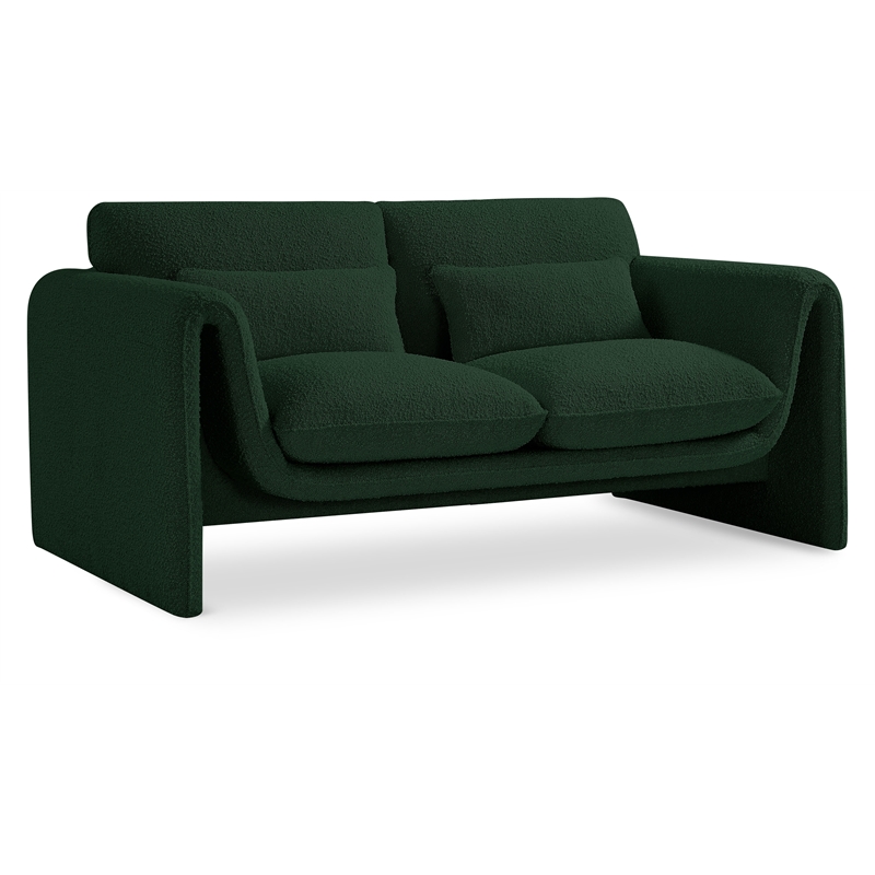 Meridian Furniture Stylus Green Boucle Fabric Loveseat