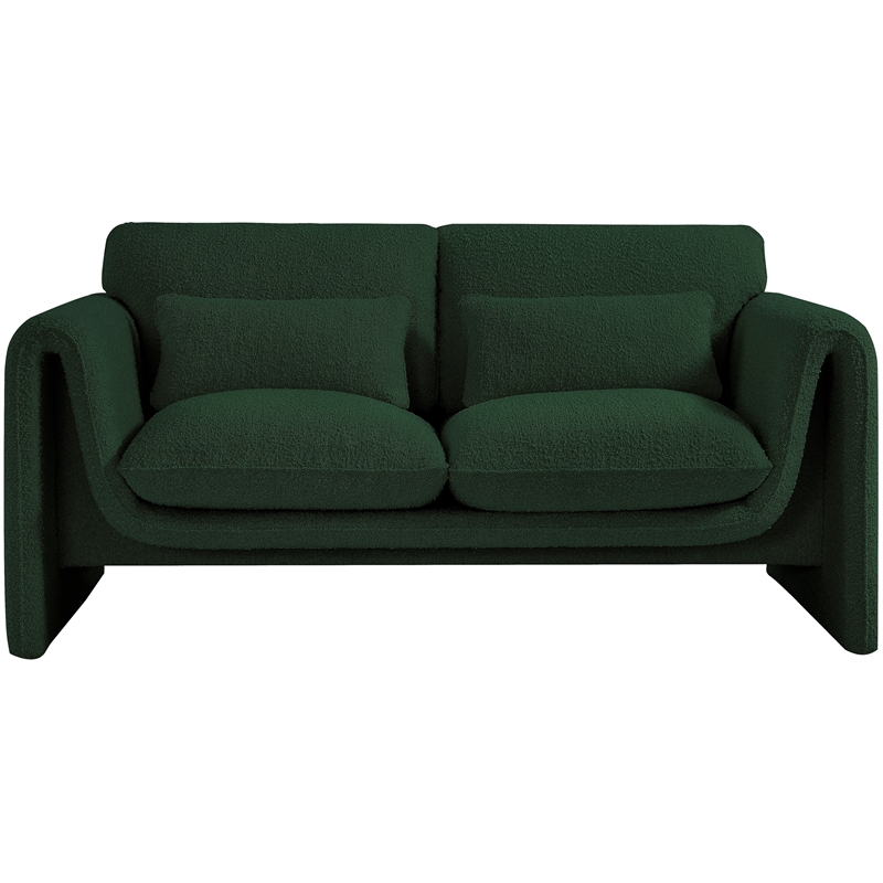 Meridian Furniture Stylus Green Boucle Fabric Loveseat