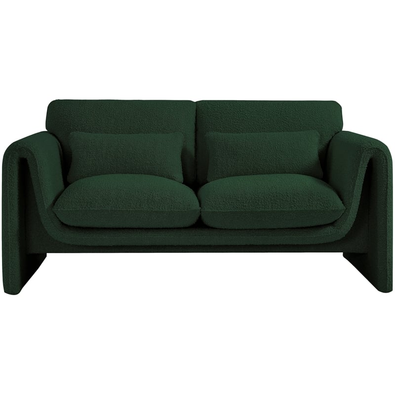 Meridian Furniture Stylus Green Boucle Fabric Loveseat