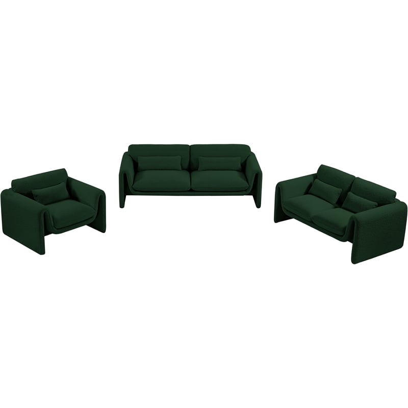 Meridian Furniture Stylus Green Boucle Fabric Sofa