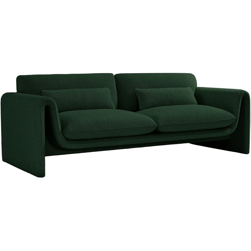 Meridian Furniture Stylus Green Boucle Fabric Sofa