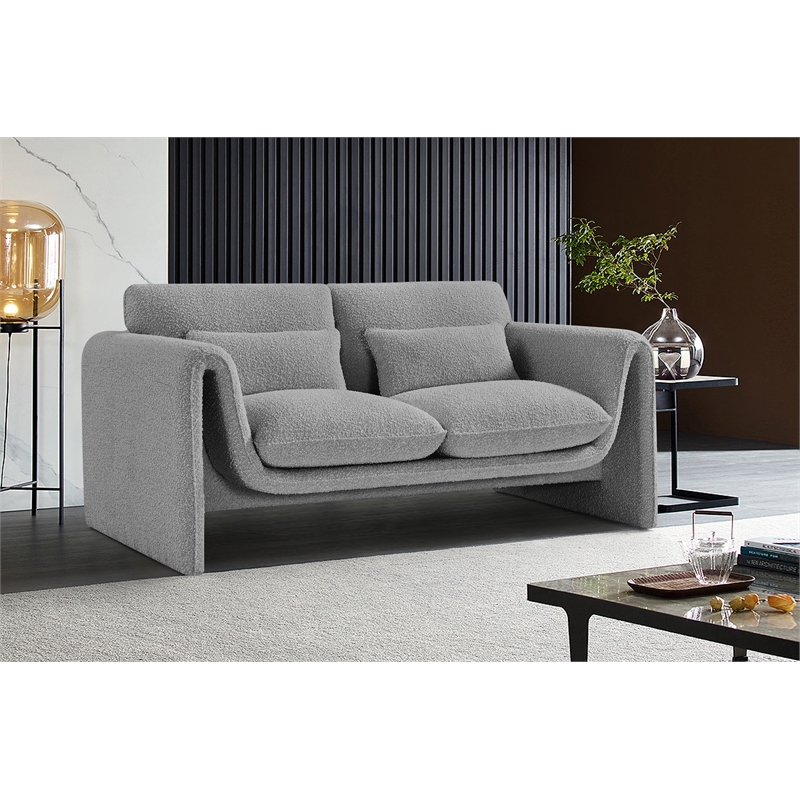 Meridian Furniture Stylus Grey Boucle Fabric Loveseat
