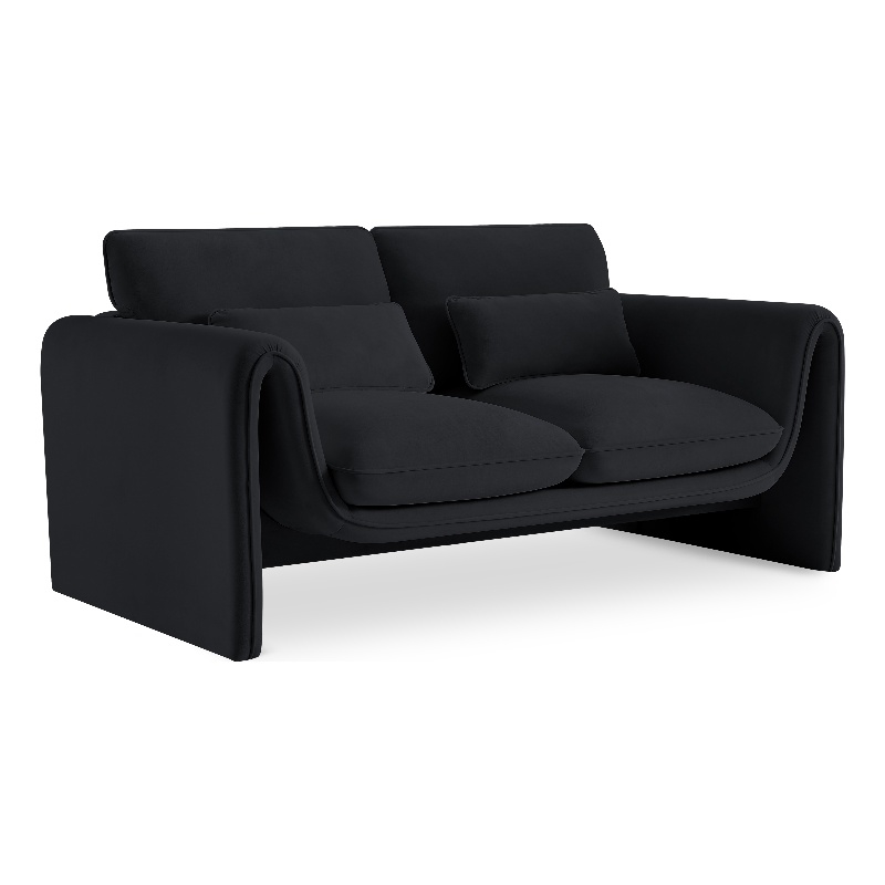 Meridian Furniture Sloan Black Velvet Fabric Loveseat