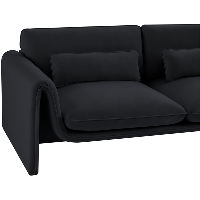 Meridian Furniture Sloan Black Velvet Fabric Sofa
