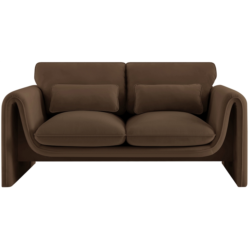 Meridian Furniture Sloan Brown Velvet Fabric Loveseat