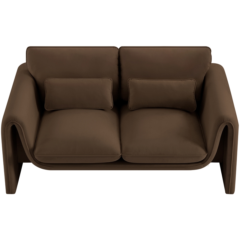 Meridian Furniture Sloan Brown Velvet Fabric Loveseat