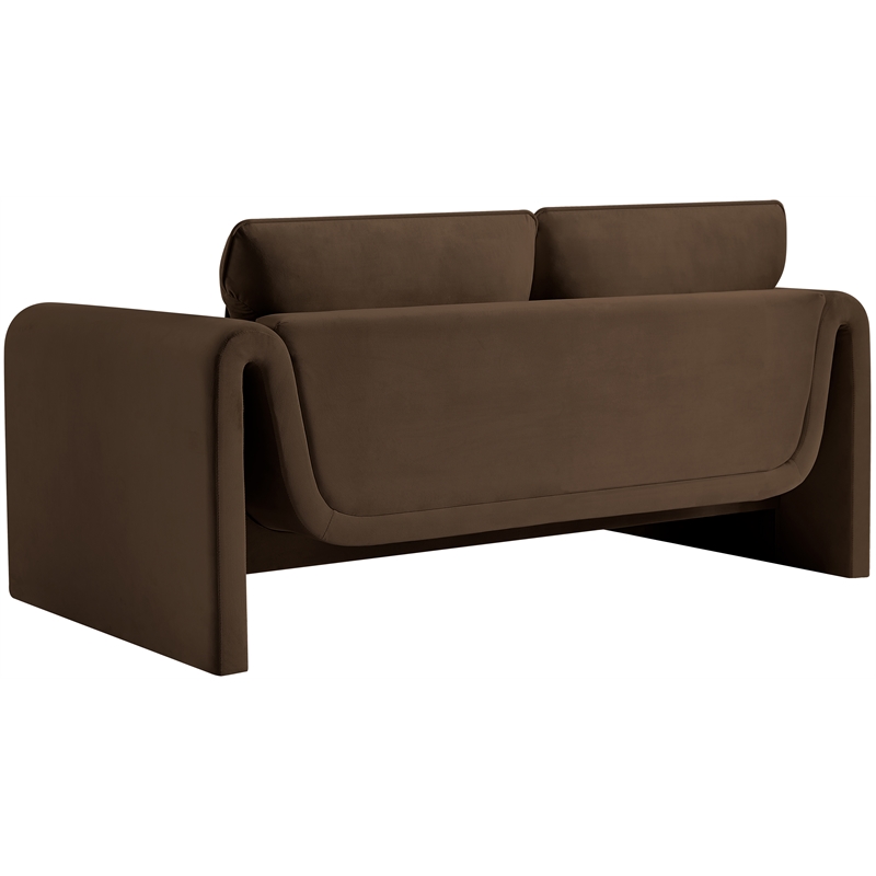 Meridian Furniture Sloan Brown Velvet Fabric Loveseat