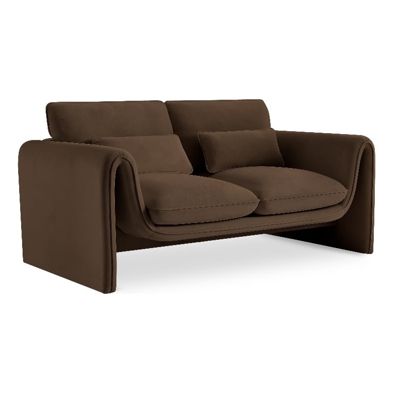 Meridian Furniture Sloan Brown Velvet Fabric Loveseat