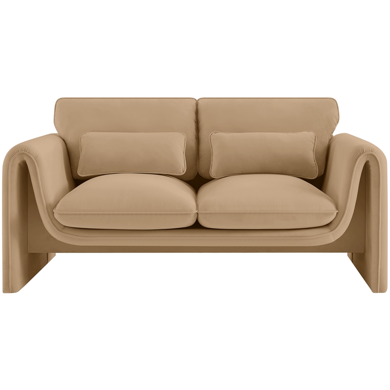 Meridian Furniture Sloan Camel Velvet Fabric Loveseat