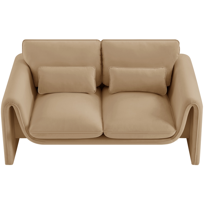 Meridian Furniture Sloan Camel Velvet Fabric Loveseat