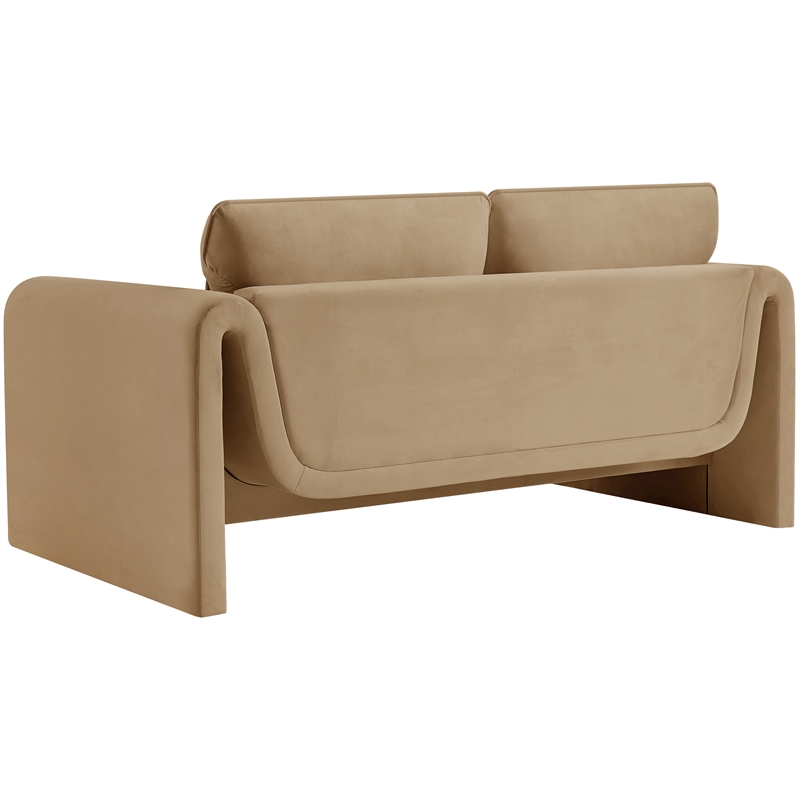 Meridian Furniture Sloan Camel Velvet Fabric Loveseat