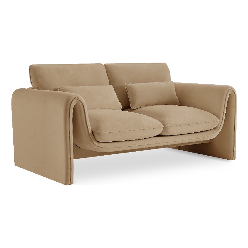 Meridian Furniture Sloan Camel Velvet Fabric Loveseat