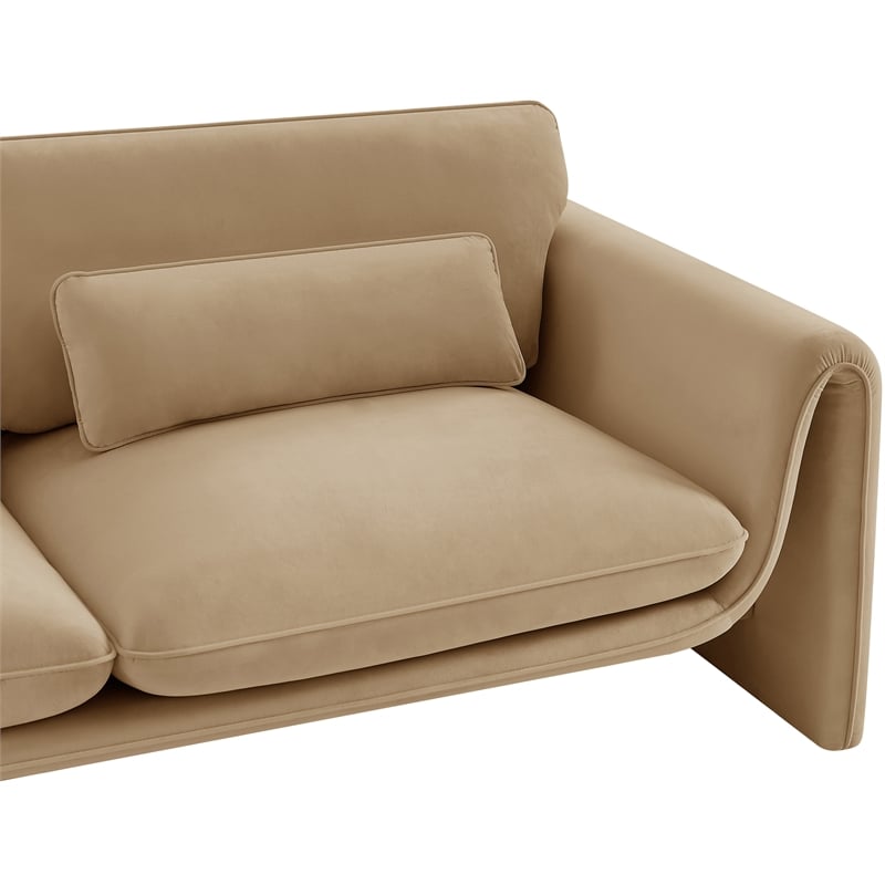 Meridian Furniture Sloan Camel Velvet Fabric Sofa