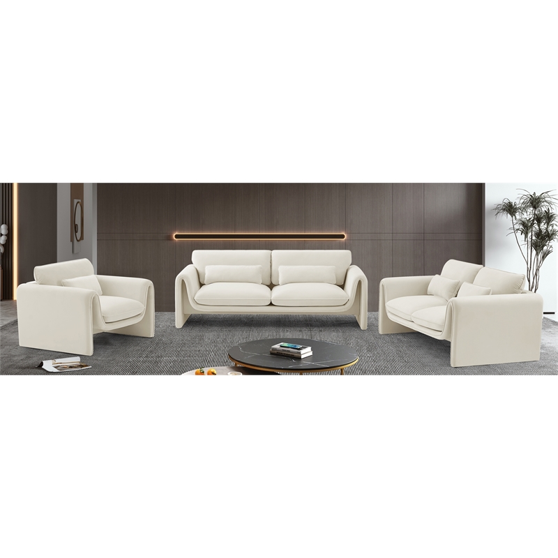 Meridian Furniture Sloan Cream Velvet Fabric Loveseat