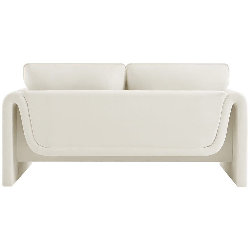 Meridian Furniture Sloan Cream Velvet Fabric Loveseat