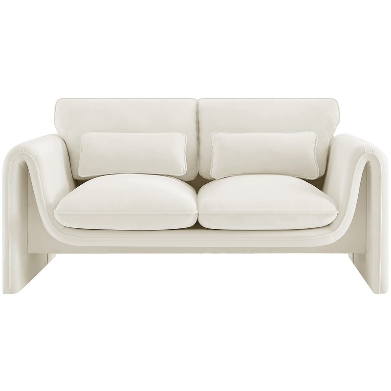 Meridian Furniture Sloan Cream Velvet Fabric Loveseat
