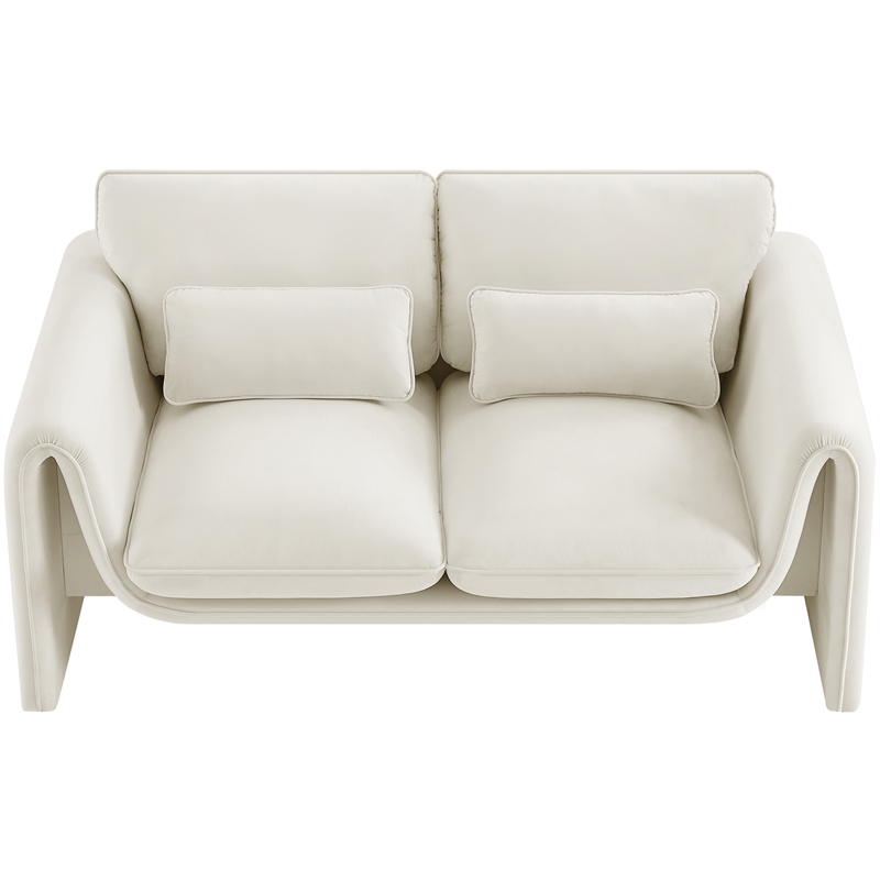 Meridian Furniture Sloan Cream Velvet Fabric Loveseat