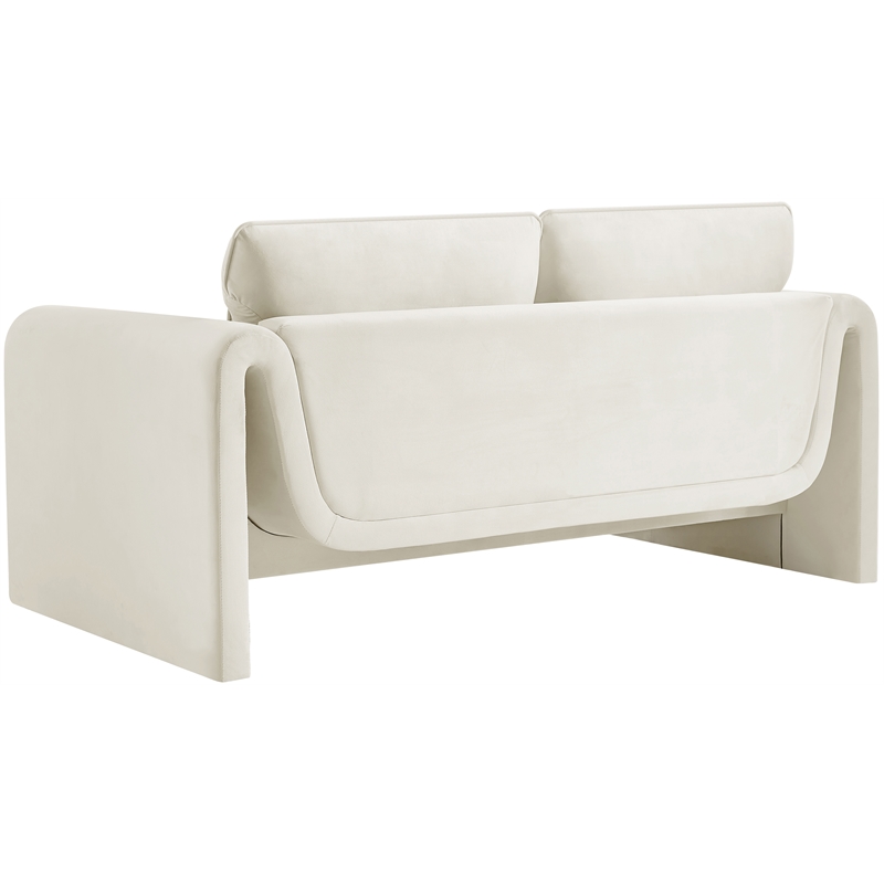 Meridian Furniture Sloan Cream Velvet Fabric Loveseat