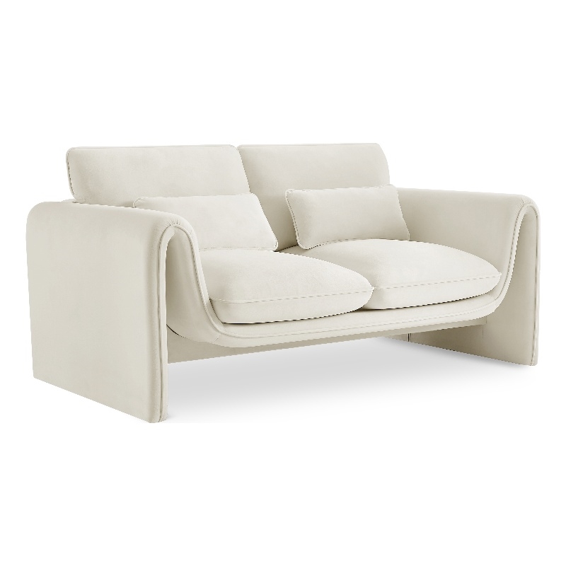 Meridian Furniture Sloan Cream Velvet Fabric Loveseat