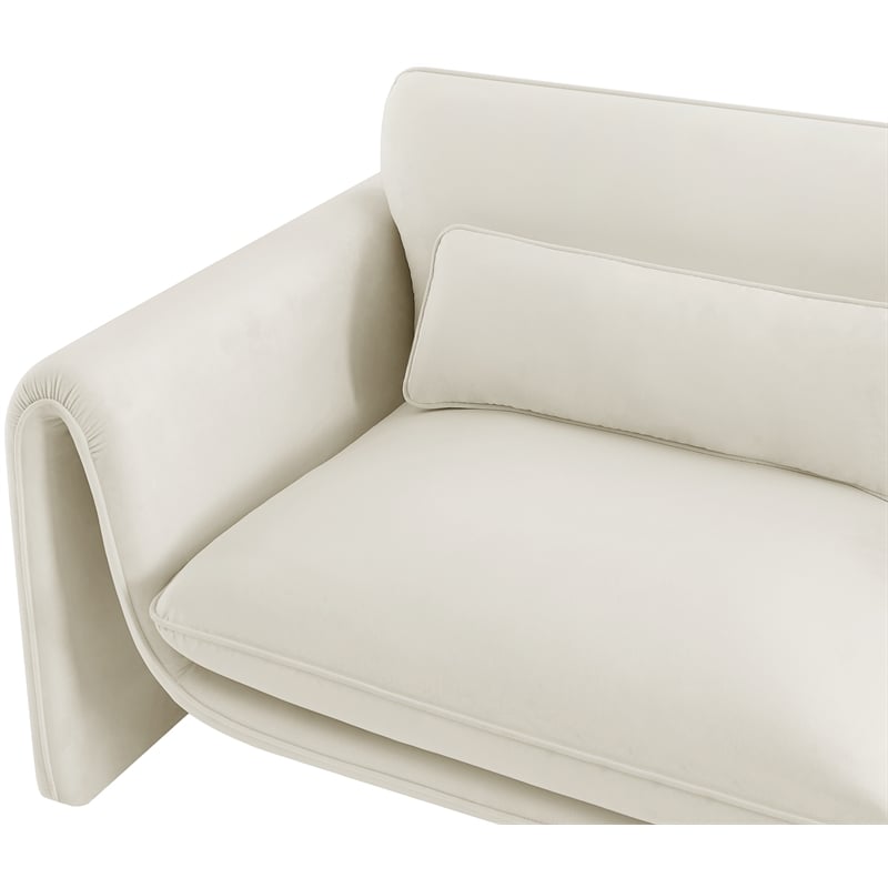 Meridian Furniture Sloan Cream Velvet Fabric Sofa