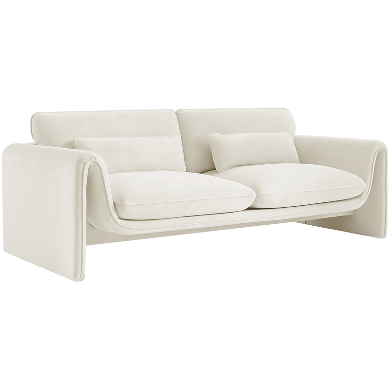 Meridian Furniture Sloan Cream Velvet Fabric Sofa