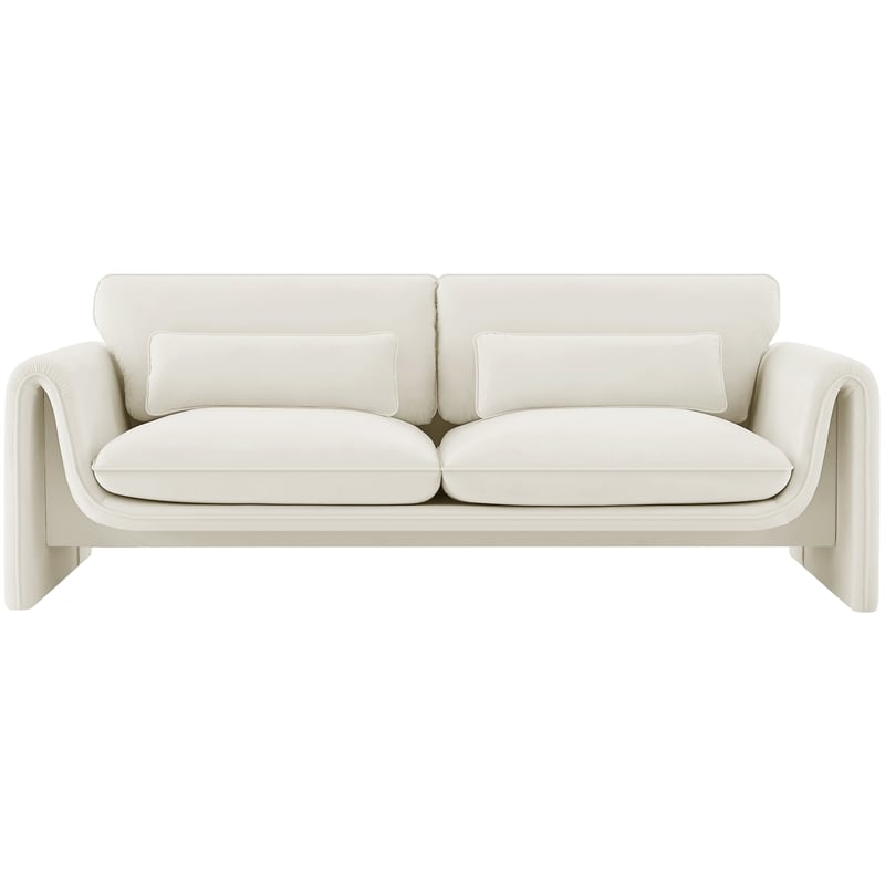 Meridian Furniture Sloan Cream Velvet Fabric Sofa