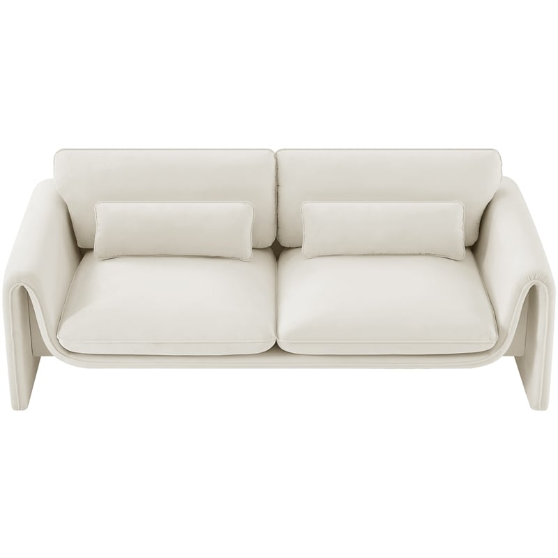 Meridian Furniture Sloan Cream Velvet Fabric Sofa