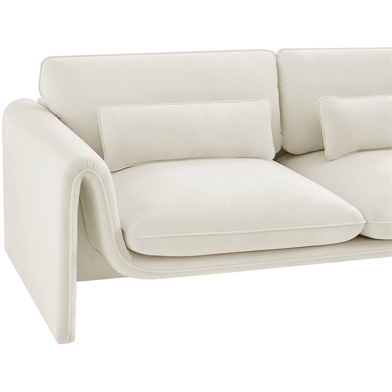 Meridian Furniture Sloan Cream Velvet Fabric Sofa