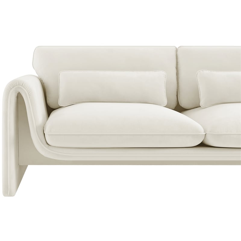 Meridian Furniture Sloan Cream Velvet Fabric Sofa