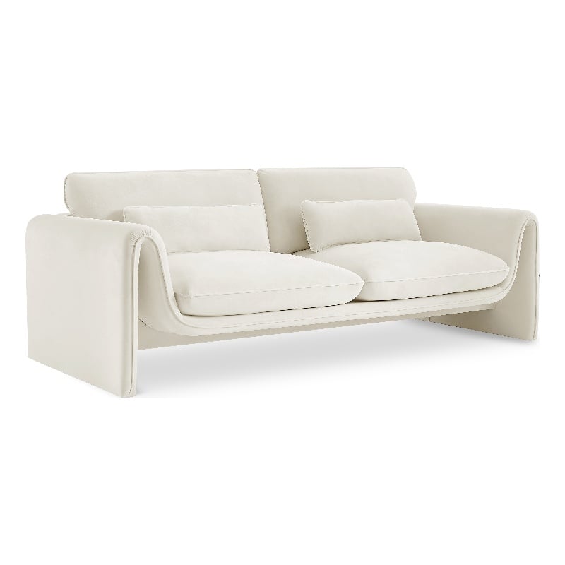 Meridian Furniture Sloan Cream Velvet Fabric Sofa