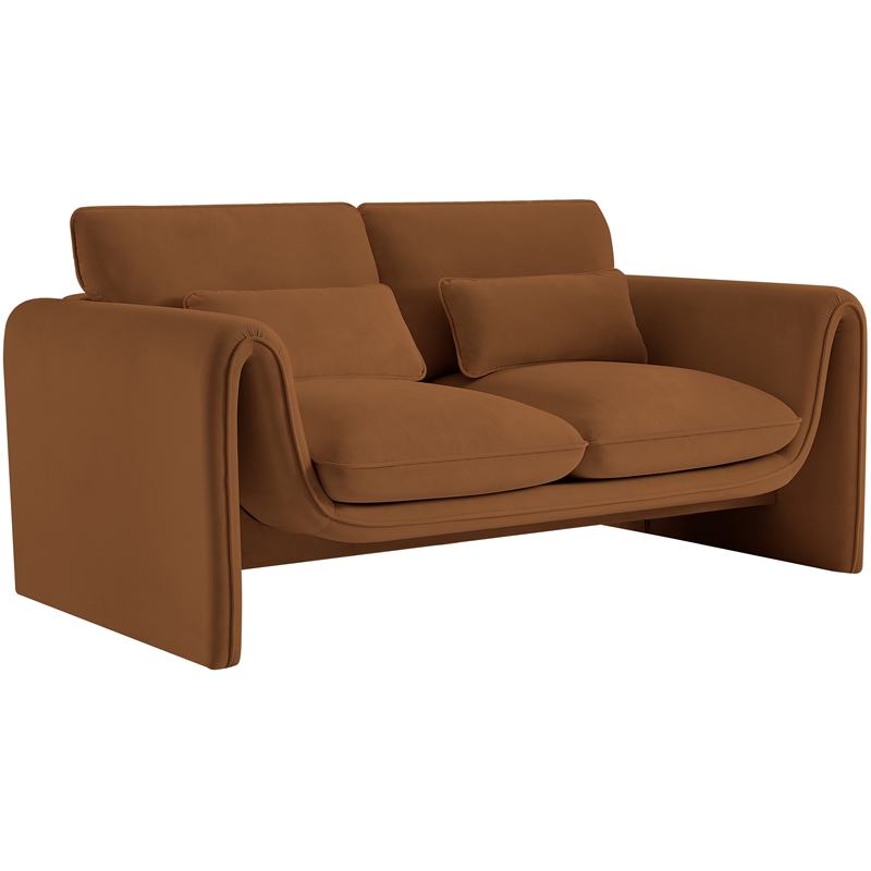 Meridian Furniture Sloan Saddle Velvet Fabric Loveseat