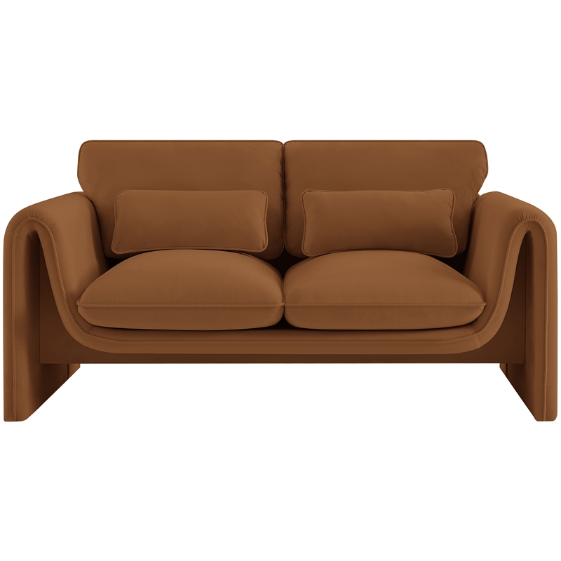 Meridian Furniture Sloan Saddle Velvet Fabric Loveseat
