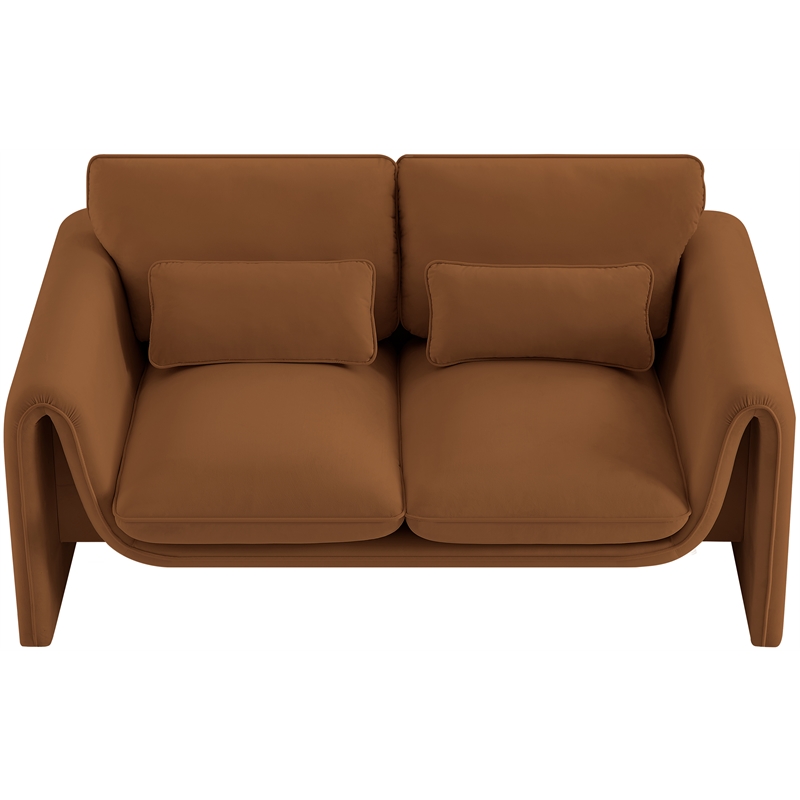 Meridian Furniture Sloan Saddle Velvet Fabric Loveseat