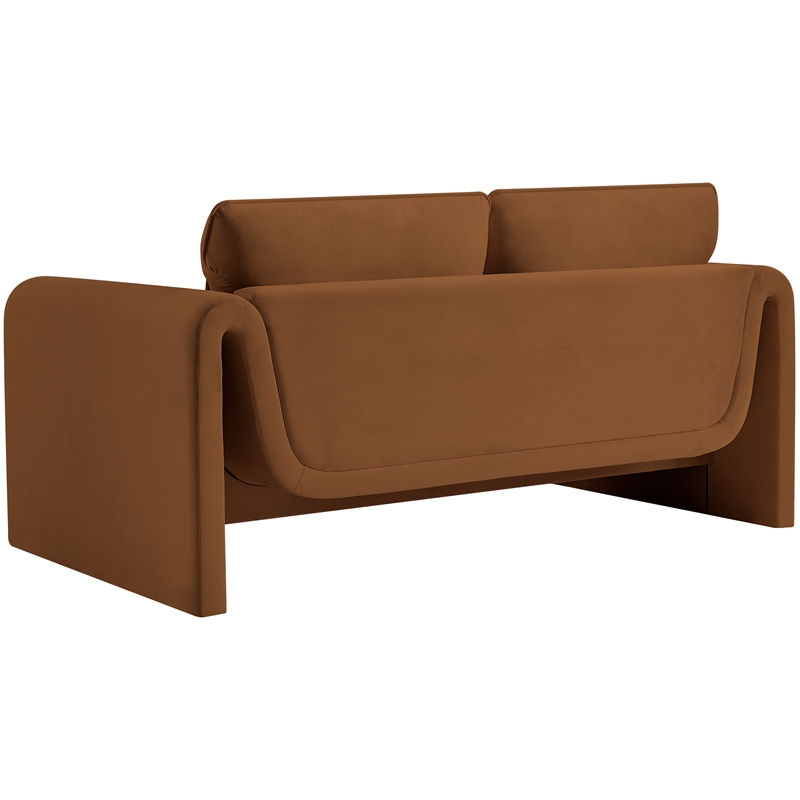 Meridian Furniture Sloan Saddle Velvet Fabric Loveseat