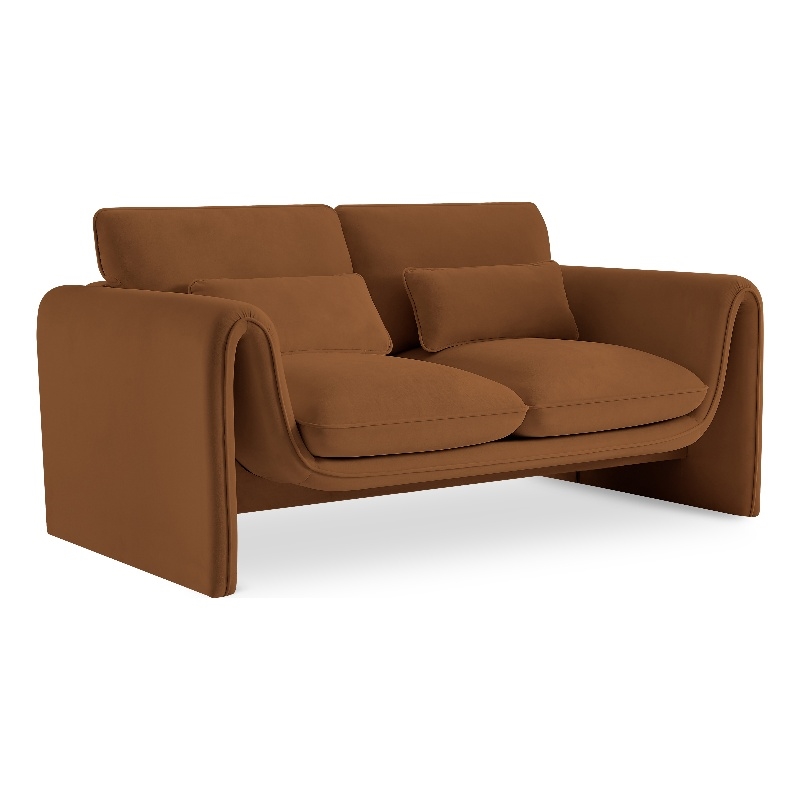 Meridian Furniture Sloan Saddle Velvet Fabric Loveseat